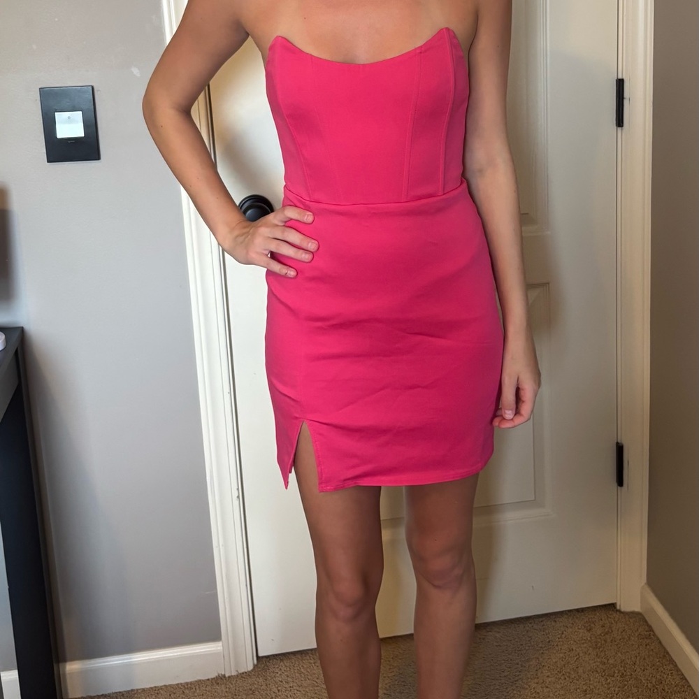 Pink Corset Strapless Mini Dress